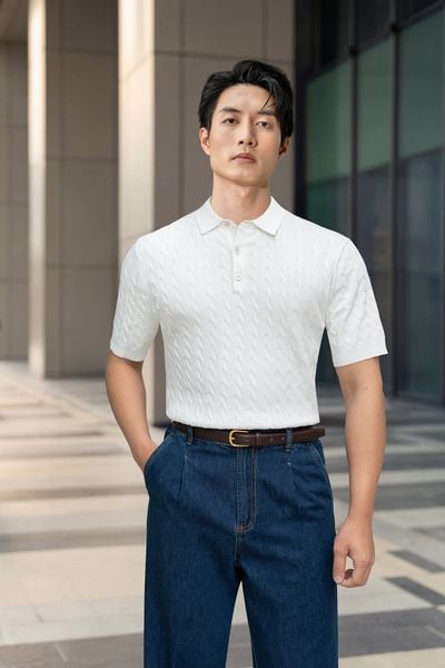 Áo mongtoghi màu trắng vặn thừng AP430T