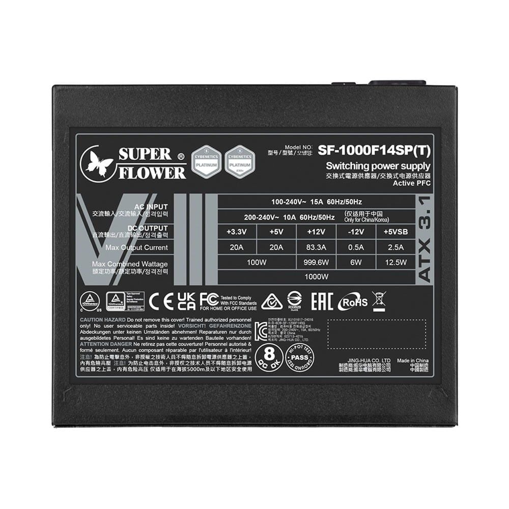 Nguồn máy tính SuperFlower Leadex VIII Platinum Pro 1000W ATX 3.1 Cybenetics   Platinum