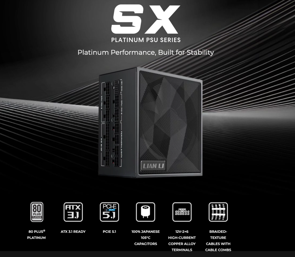 Nguồn Lian Li SX 1000W  - ATX 3.1/ 80 Plus Platinum/ Full Modular