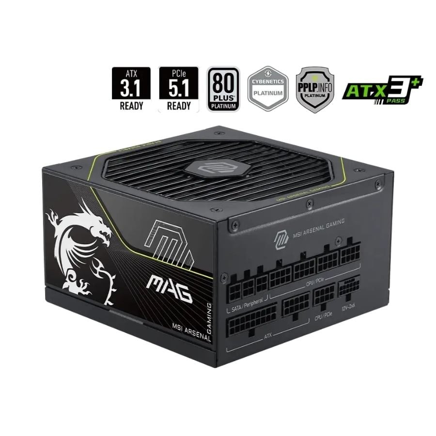 Nguồn máy tính MSI MAG A1200PLS PCIE5 (1200W/ 80 Plus Platinum/ Full-Modular/ ATX/ Đen)