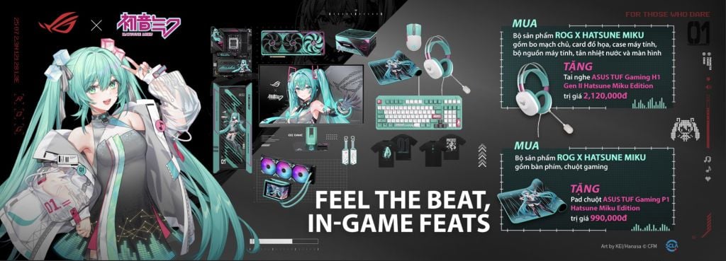 BỘ PC ASUS ROG HATSUNE MIKU x HOTGEAR RYZEN X870E | RTX 5080 | RYUO IV 360