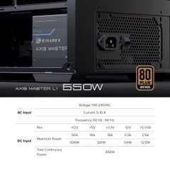 Nguồn Einarex AXIS MASTER L1 650W 80Plus BRONZE