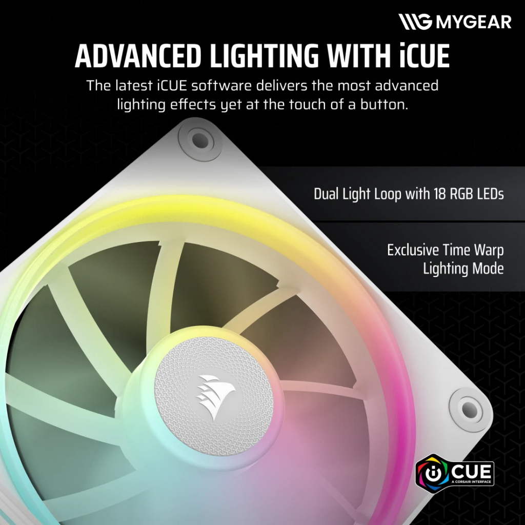 Bộ 2 Fancase Corsair iCUE LINK LX140 RGB 140mm PWM  White ( Kit 2 fan )