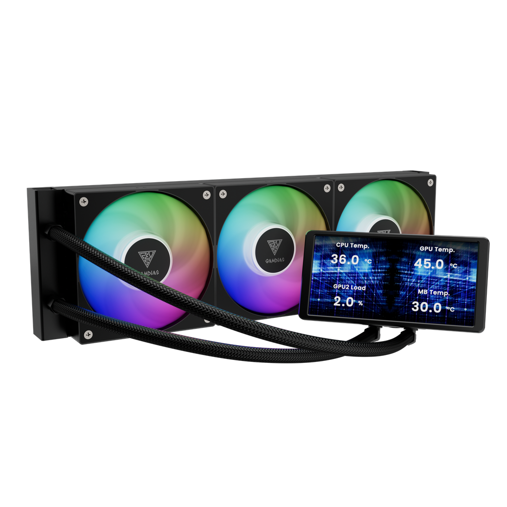 Tản nhiệt nước Gamdias CHIONE P5-360 ARGB Black ( Màn hình LCD )