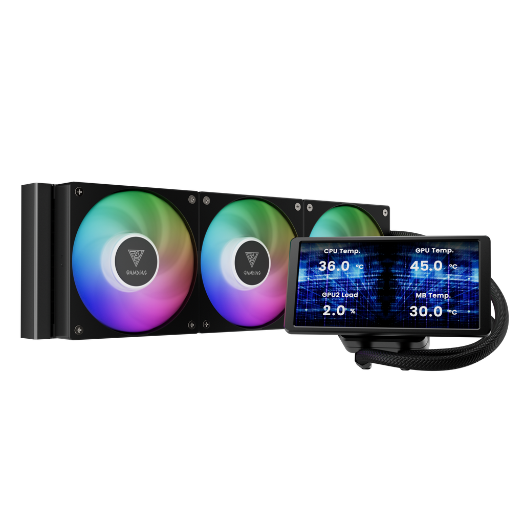 Tản nhiệt nước Gamdias CHIONE P5-360 ARGB Black ( Màn hình LCD )
