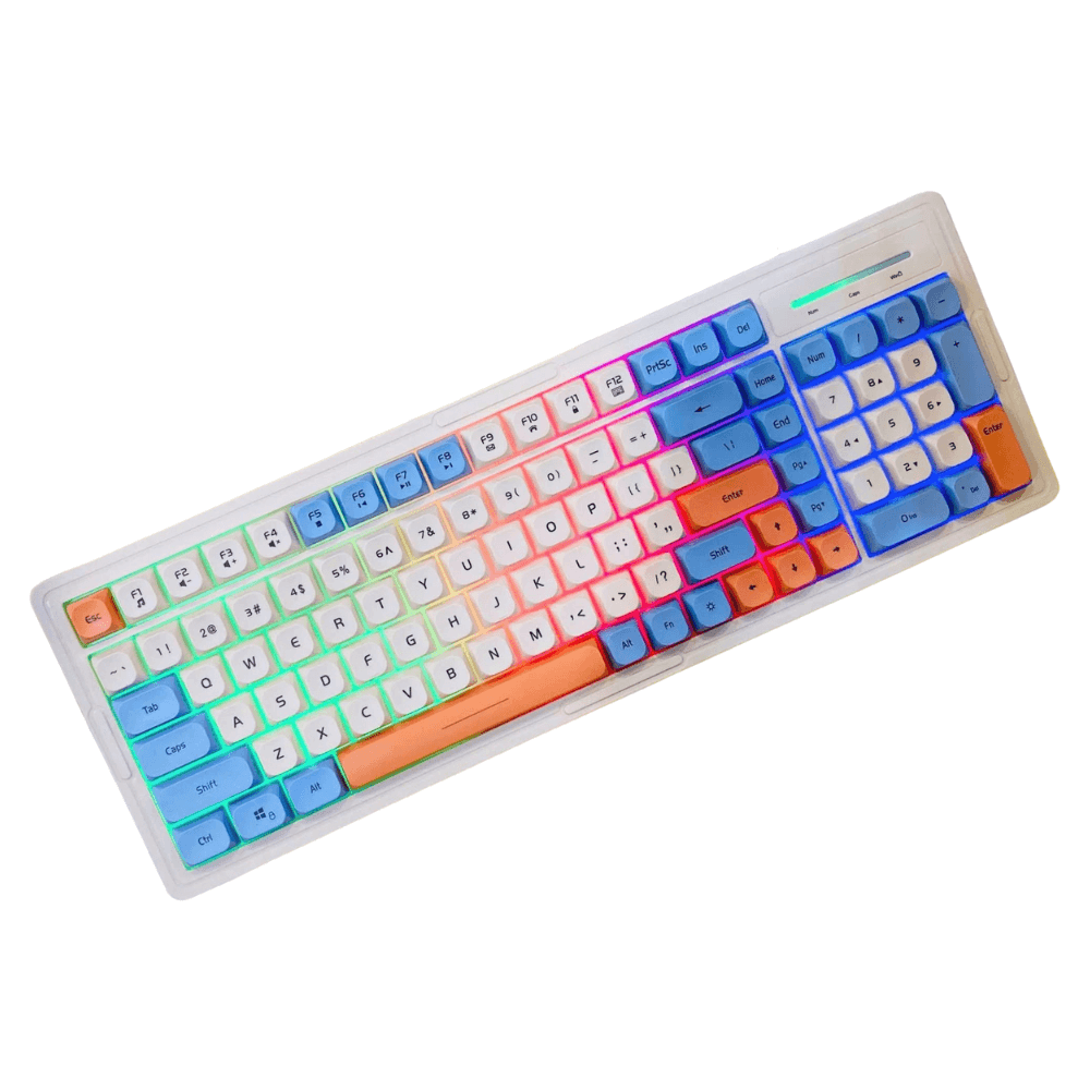 COMBO BÀN PHÍM VÀ CHUỘT KM2000 PRO RGB MIX XANH