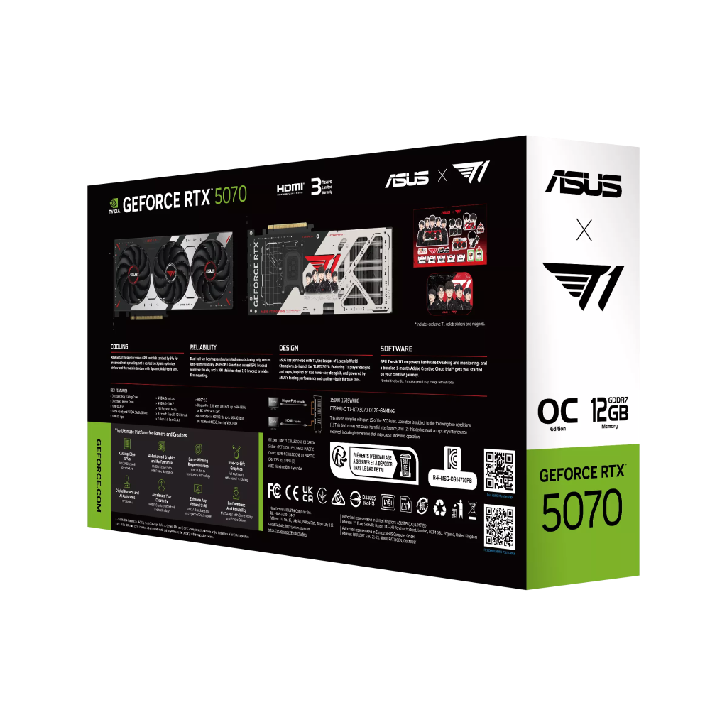 Card màn hình ASUS T1 GeForce RTX™ 5070 12GB GDDR7 OC Edition