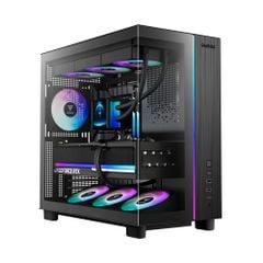 Thùng máy Gamdias Atlas M4 (Kèm sẵn 4 Fan ARGB)  Kính cường lực, Đen