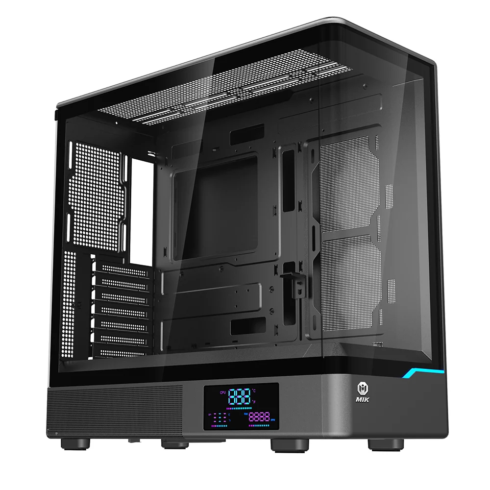 Vỏ Case máy tính MIK H7 CURVED 360 ATX (Chưa kèm Fan)  (  ATX , Kính cường lực, Đen )