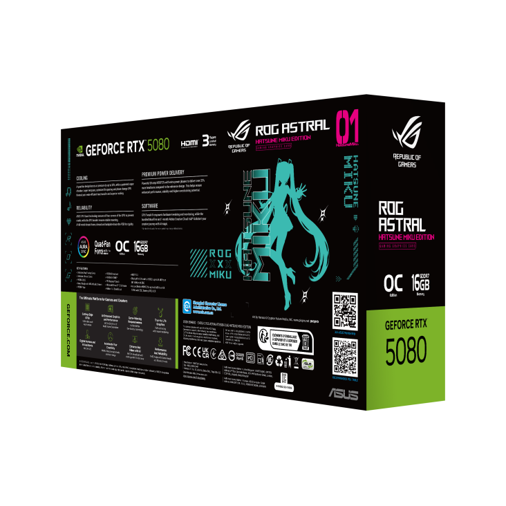 Card  màn hình Asus ROG Astral GeForce RTX™ 5080 16GB GDDR7 OC HATSUNE MIKU EDITION
