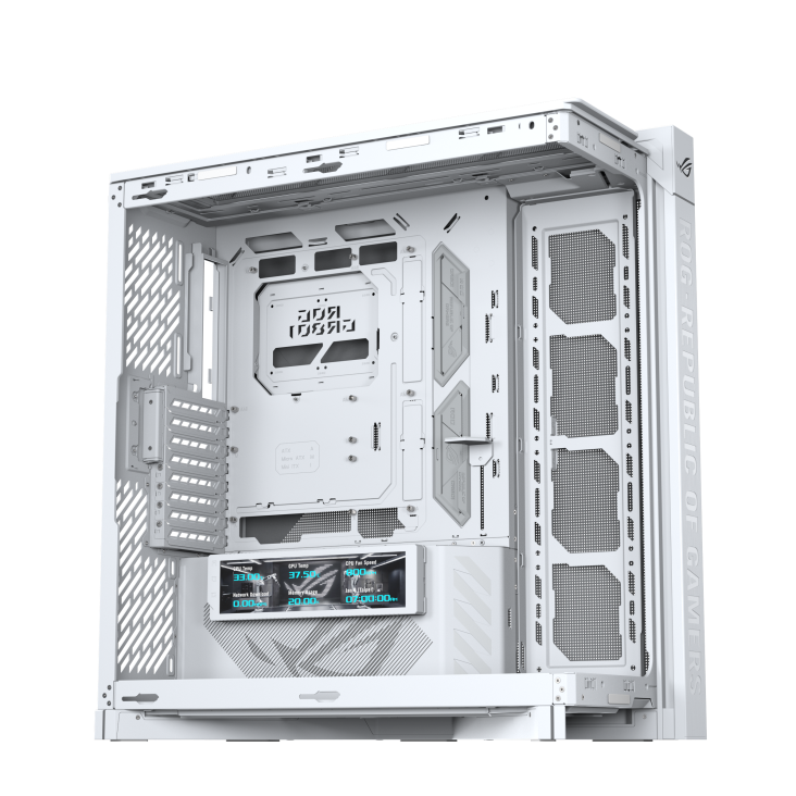 Vỏ Case Asus ROG CRONOX GR801 CURVE TG WHITE	 ( Kèm màn hình phụ Asus  lcd 9.2 )