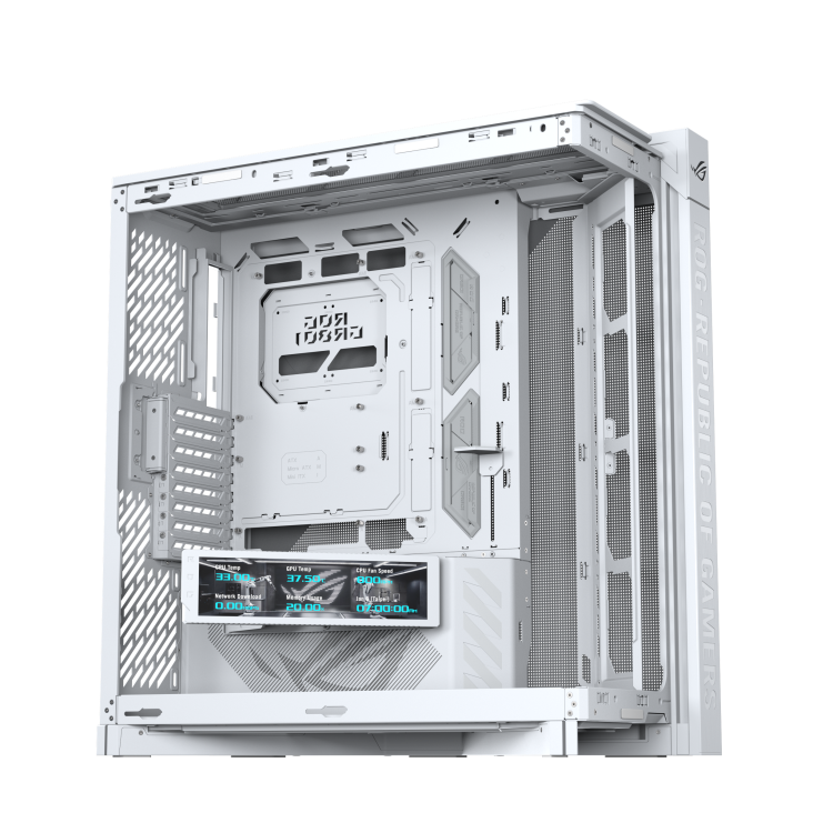 Vỏ Case Asus ROG CRONOX GR801 CURVE TG WHITE	 ( Kèm màn hình phụ Asus  lcd 9.2 )