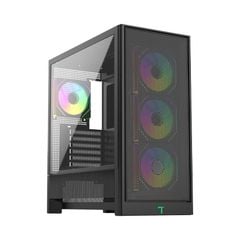 Vỏ Case LinkTech Bahamut 4FA Mid-Tower ( Sẵn 4 Fan ARGB) Black