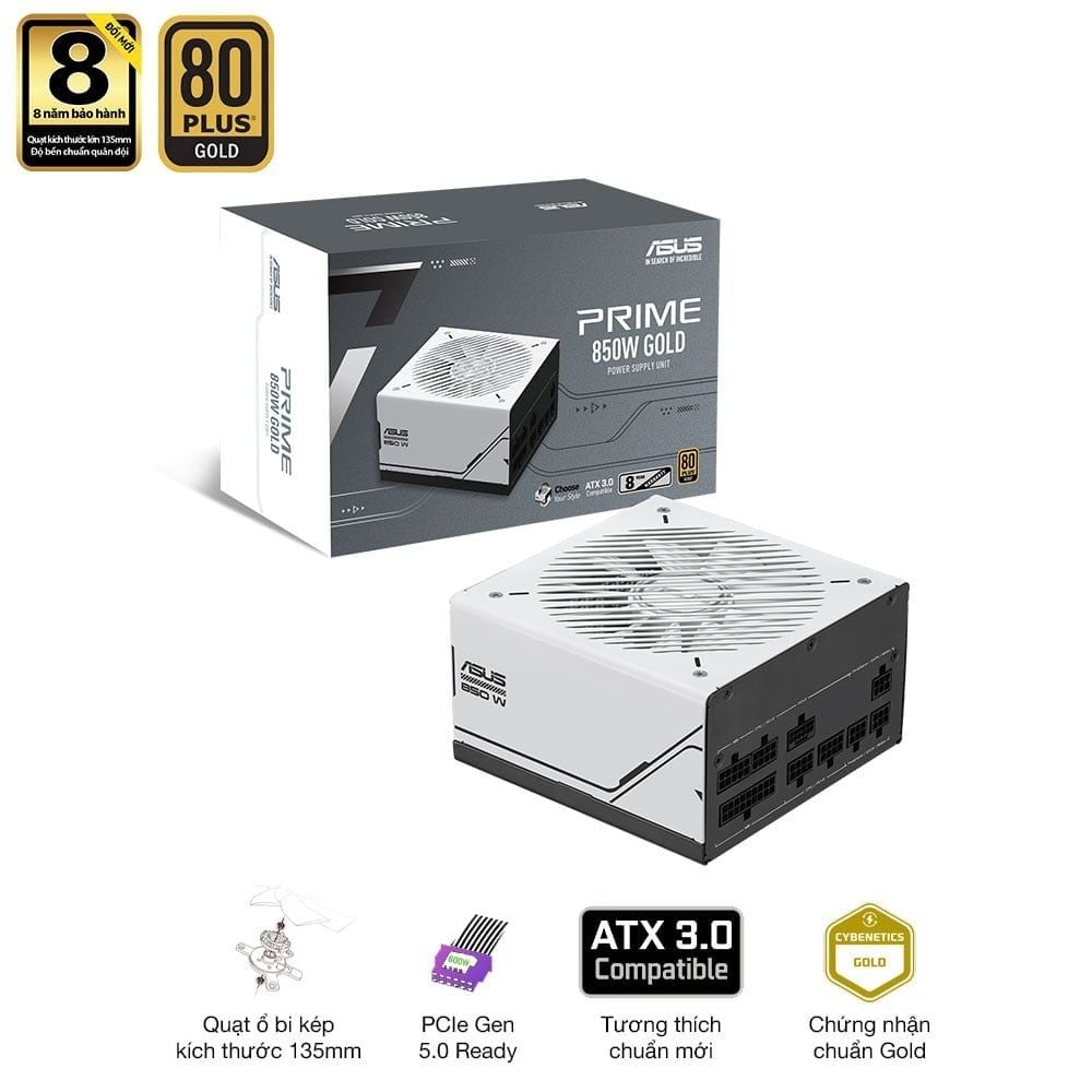 Nguồn máy tính ASUS Prime 850W - 80 Plus Gold - Full Modular ( 850W ) ATX 3.1 PCIE 5.1