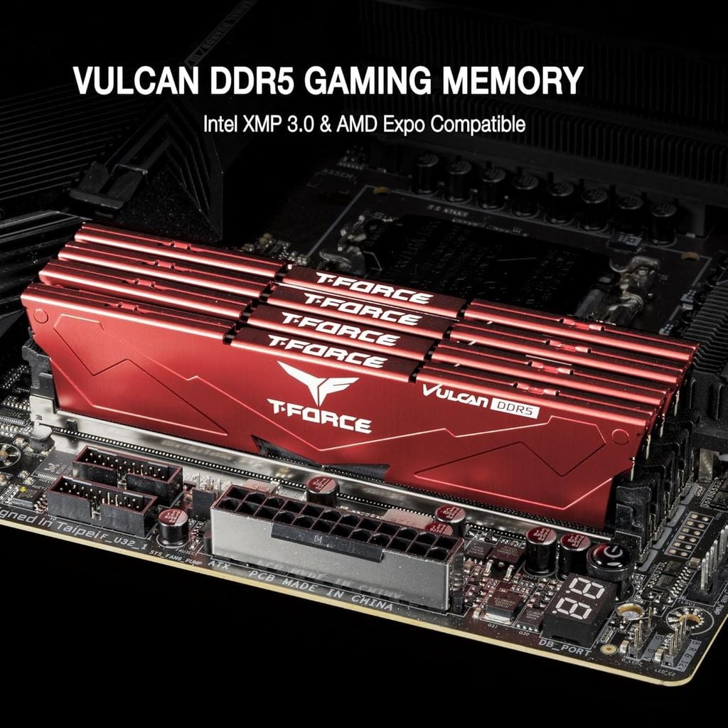 Ram TEAMGROUP T-Force Vulcan Red DDR5 32GB (2x16GB) 6000MHz CL38 Intel XMP 3.0 & AMD Expo
