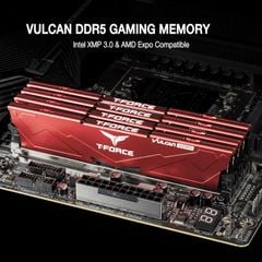 Ram TEAMGROUP T-Force Vulcan Red DDR5 32GB (2x16GB) 6000MHz CL38 Intel XMP 3.0 & AMD Expo