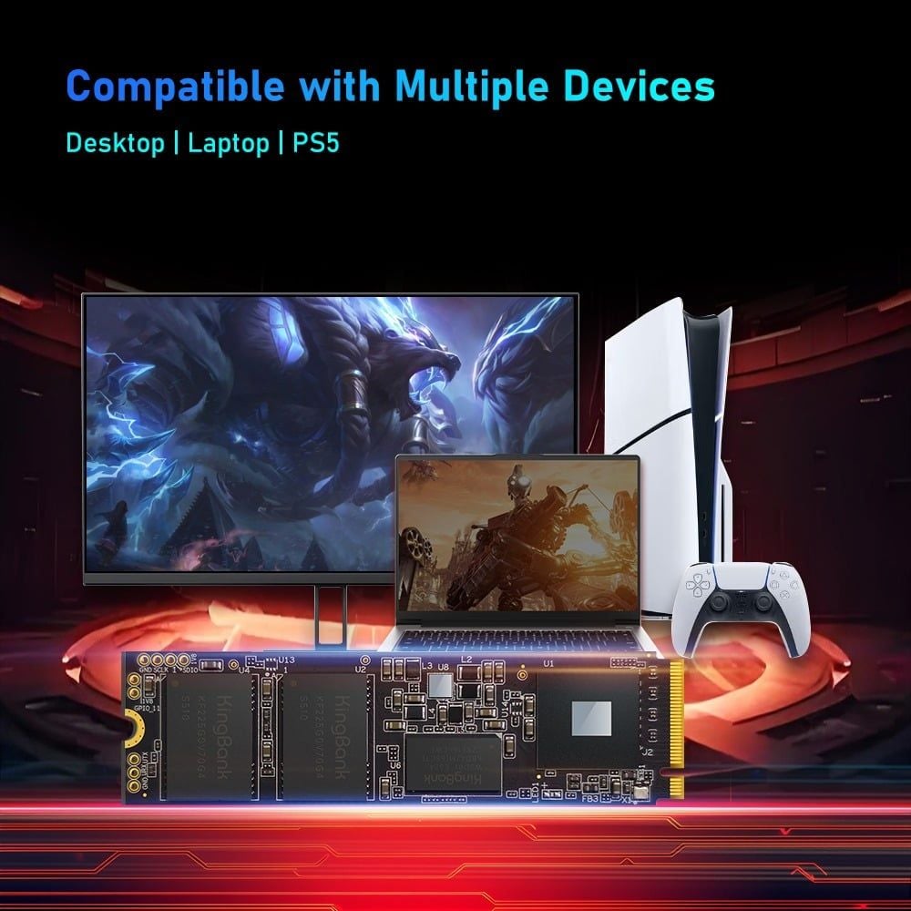 SSD KingBank KP270 SoarBlade 1TB PCIe 4.0 x4 NVMe M.2 2280 ( Read: 7400MB/s; Write: 6800MB/s )