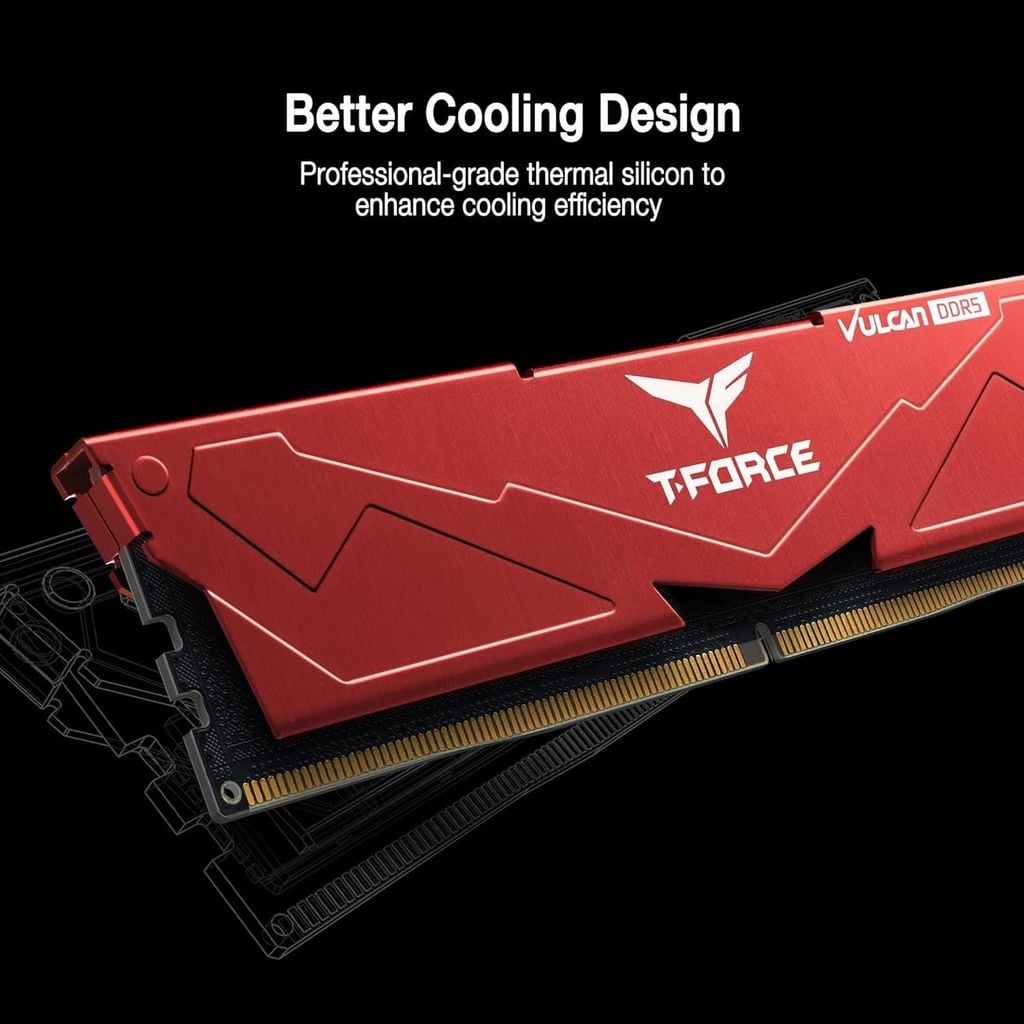 Ram TEAMGROUP T-Force Vulcan Red DDR5 32GB (2x16GB) 6000MHz CL38 Intel XMP 3.0 & AMD Expo