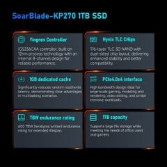 SSD KingBank KP270 SoarBlade 1TB PCIe 4.0 x4 NVMe M.2 2280 ( Read: 7400MB/s; Write: 6800MB/s )