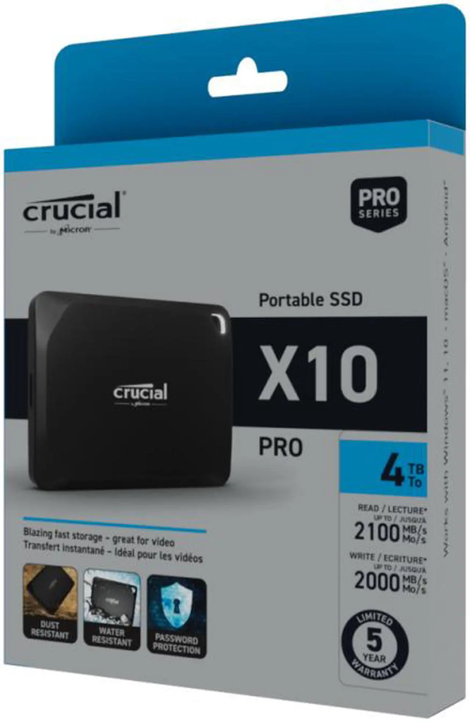 Ổ cứng di động Crucial X10 Pro 4TB Portable SSD   Up to 2100MB/s read, 2000MB/s write