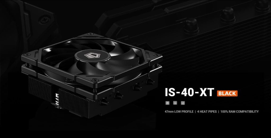 Tản nhiệt chip CPU ID-Cooling IS-40-XT Black, cao 47mm, TDP 95W, 4 ống đồng, Fan 9cm – 2800rpm, không cấn Ram.