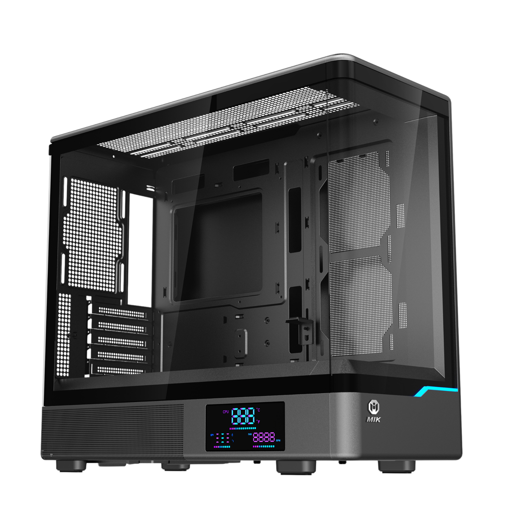 Vỏ Case máy tính MIK H7 CURVED 360 M-ATX (Chưa kèm Fan)  (  M-ATX/ITX, Kính cường lực, Đen )