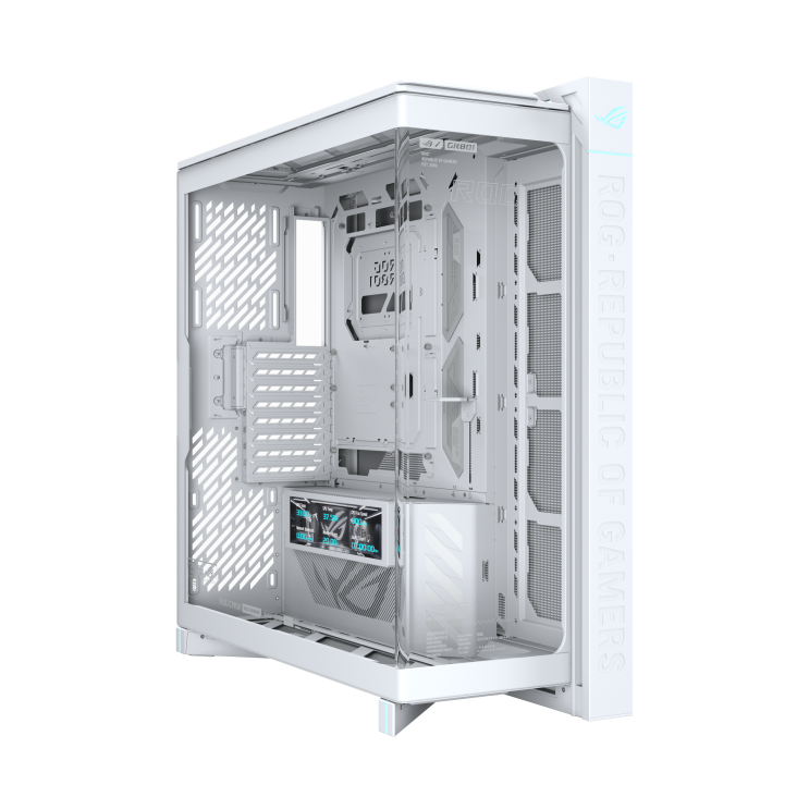 Vỏ Case Asus ROG CRONOX GR801 CURVE TG WHITE	 ( Kèm màn hình phụ Asus  lcd 9.2 )