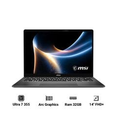 Laptop MSI Prestige 14 AI+ D3MG-022VN (Intel Core Ultra 7 355 | 32GB RAM | 1TB SSD | Intel Arc Graphics | 14″ FHD+ | Win 11 Home | Xám)