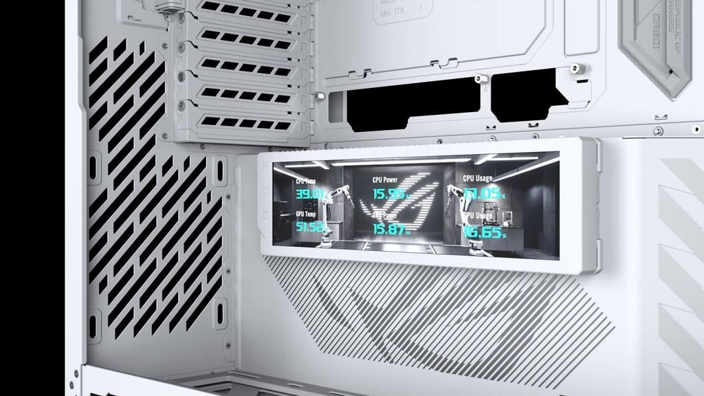 Vỏ Case Asus ROG CRONOX GR801 CURVE TG WHITE	 ( Kèm màn hình phụ Asus  lcd 9.2 )