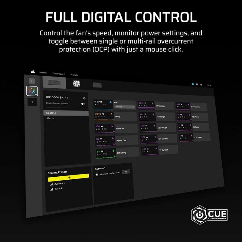 Nguồn máy tính Corsair HX1200i SHIFT 1200W 80 Plus Platinum ATX12V V3.1