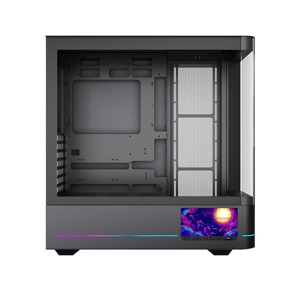 Thùng máy Case Leopard AC-02 | Đen, kính cong, LCD