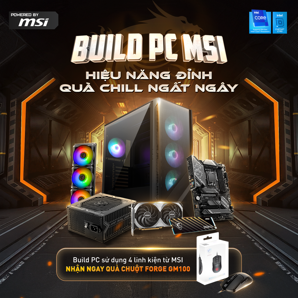 BỘ PC GAMING MSI B760M | I5 12400F | 16GB 3200MHZ | RTX 3060 12GB