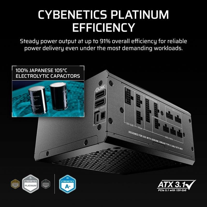 Nguồn máy tính Corsair HX1000i SHIFT 1000W 80 Plus Platinum - ATX 3.1 & PCIe 5.1 CP-9020265-NA
