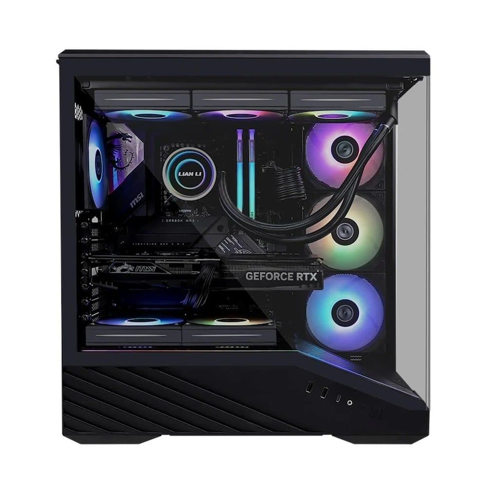Vỏ case Lian Li Vector V100 (Kèm sẵn 4 Fan) (CASELLV100RX) | Mid Tower, Kính cường lực, ARGB, Đen
