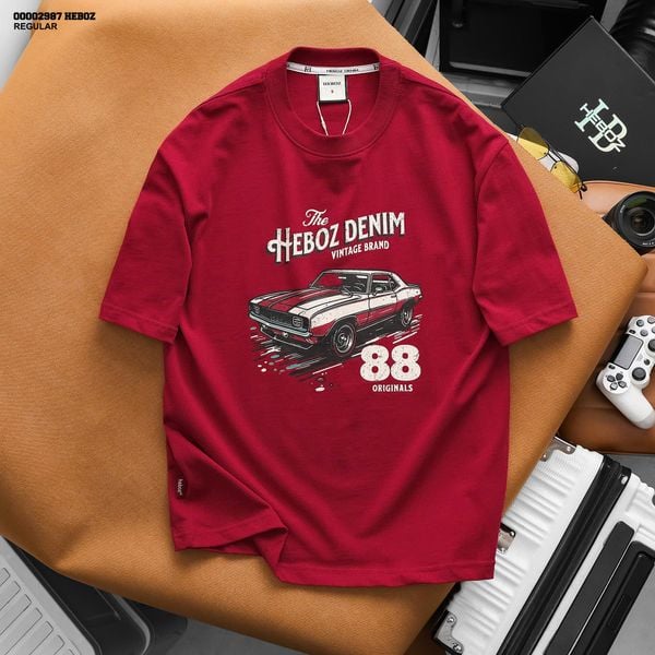  Áo thun nam Heboz retro car regular 2M - 00002987 