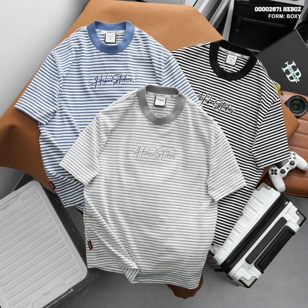  Áo thun nam Heboz stripe studios boxy 3M - 00002871 