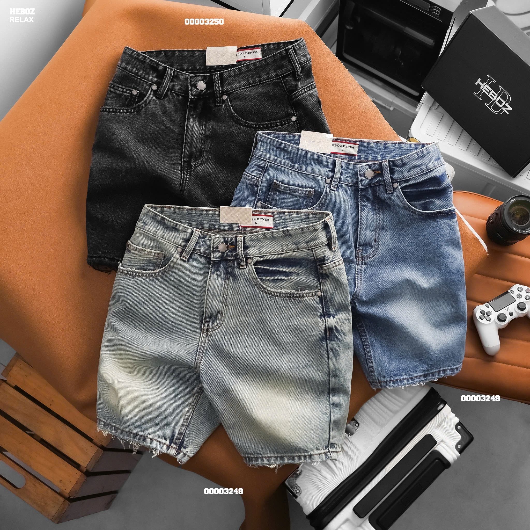  Quần short jean HEBOZ rawcut straight S30 - 00003250 