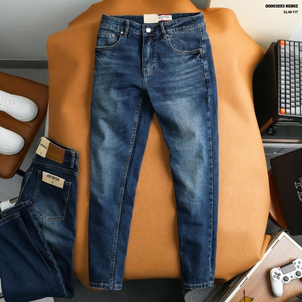 Quần jean nam Heboz dáng slim trơn D32 - 00003253 