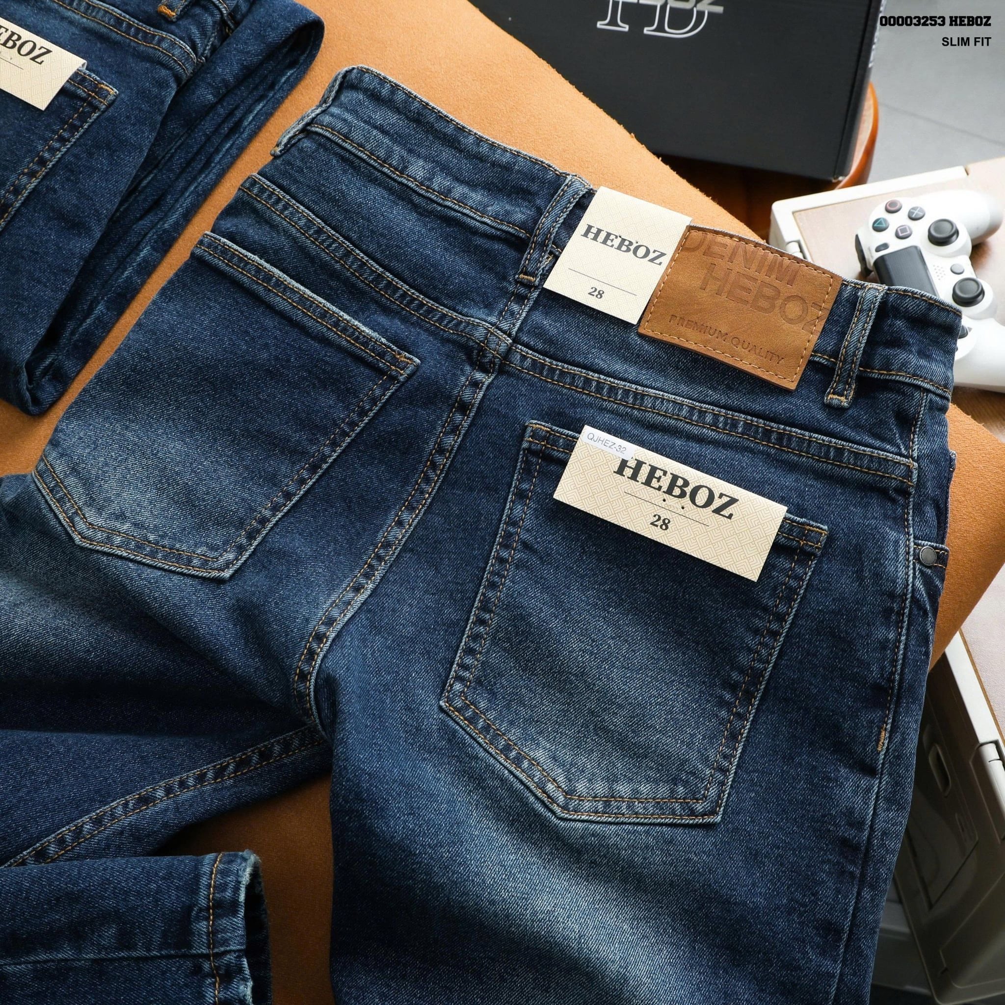  Quần jean nam Heboz dáng slim trơn D32 - 00003253 
