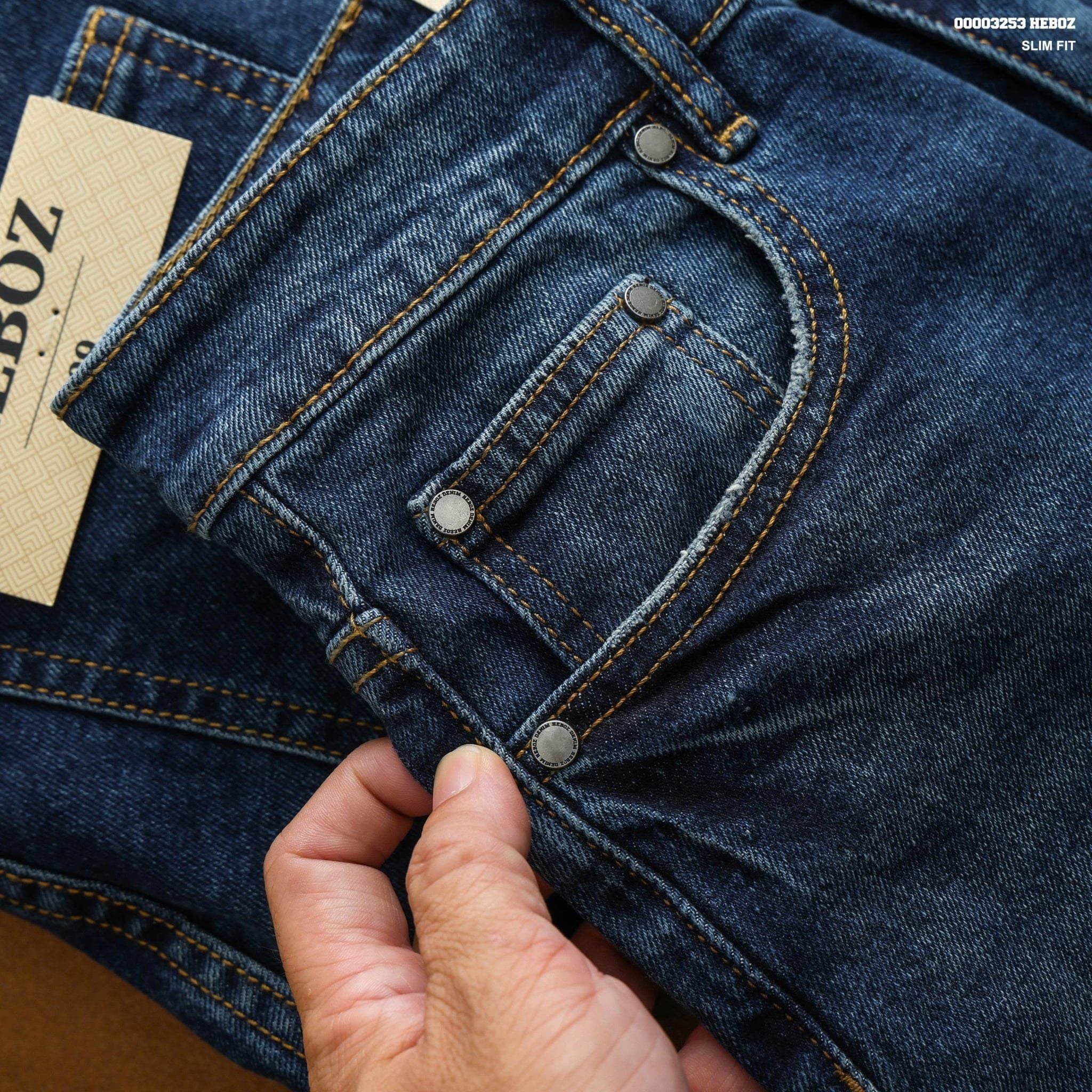  Quần jean nam Heboz dáng slim trơn D32 - 00003253 