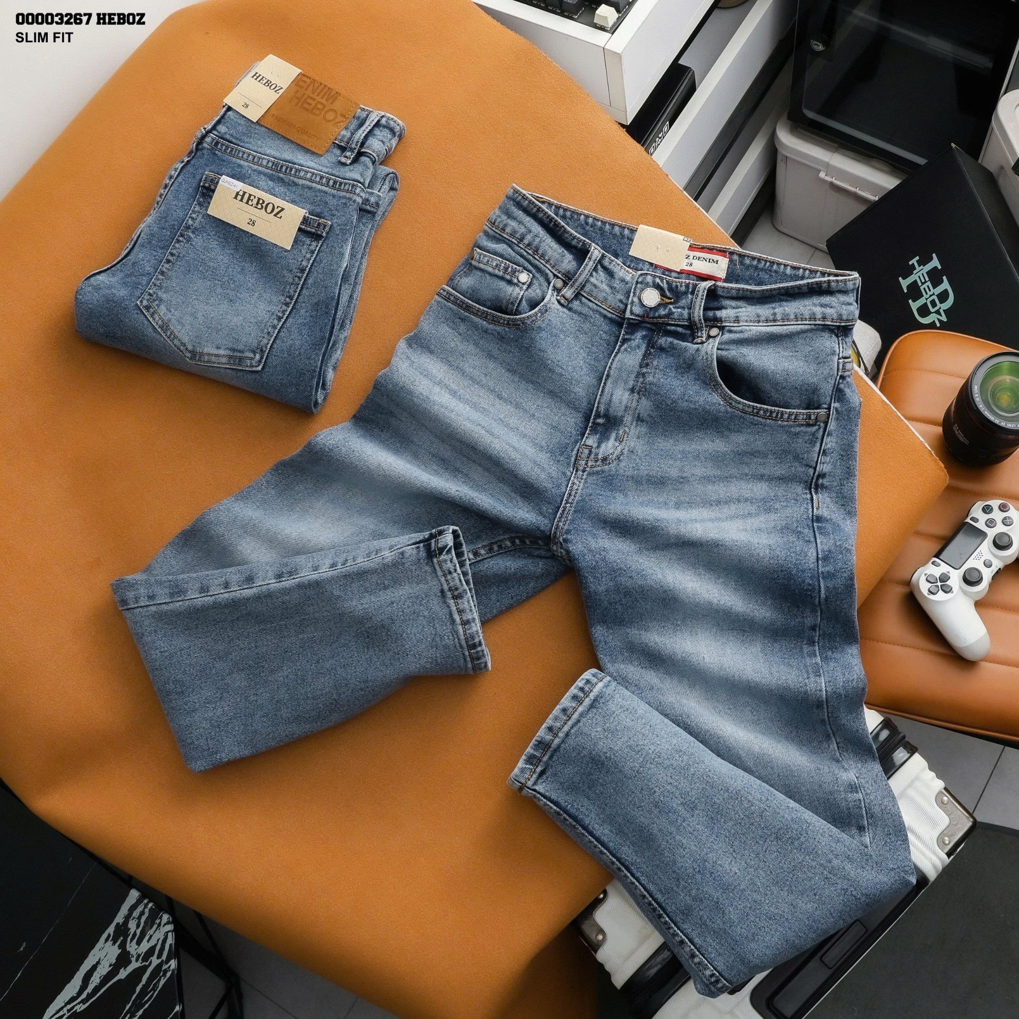  Quần jean Heboz dáng slim trơn D41 - 00003267 