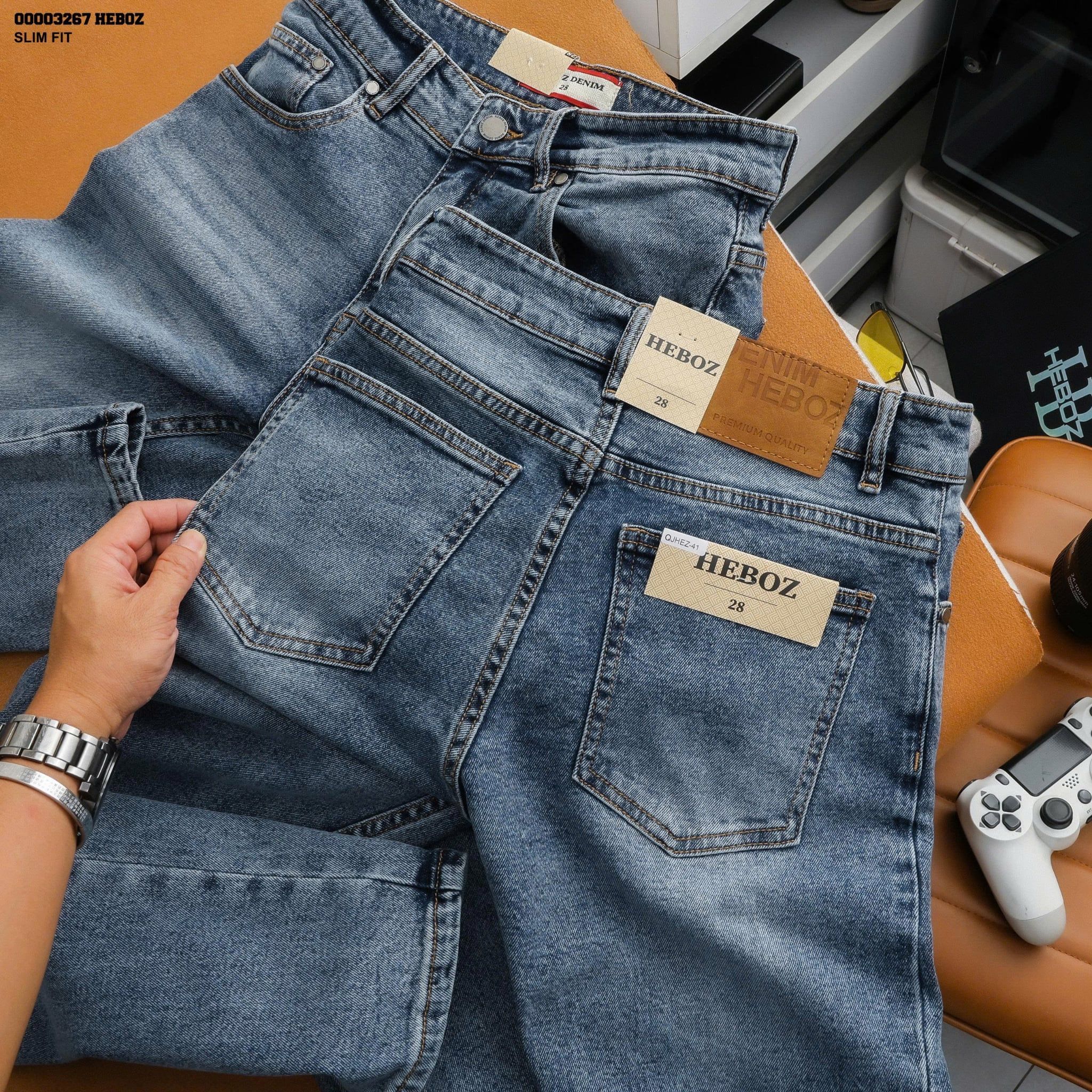  Quần jean Heboz dáng slim trơn D41 - 00003267 