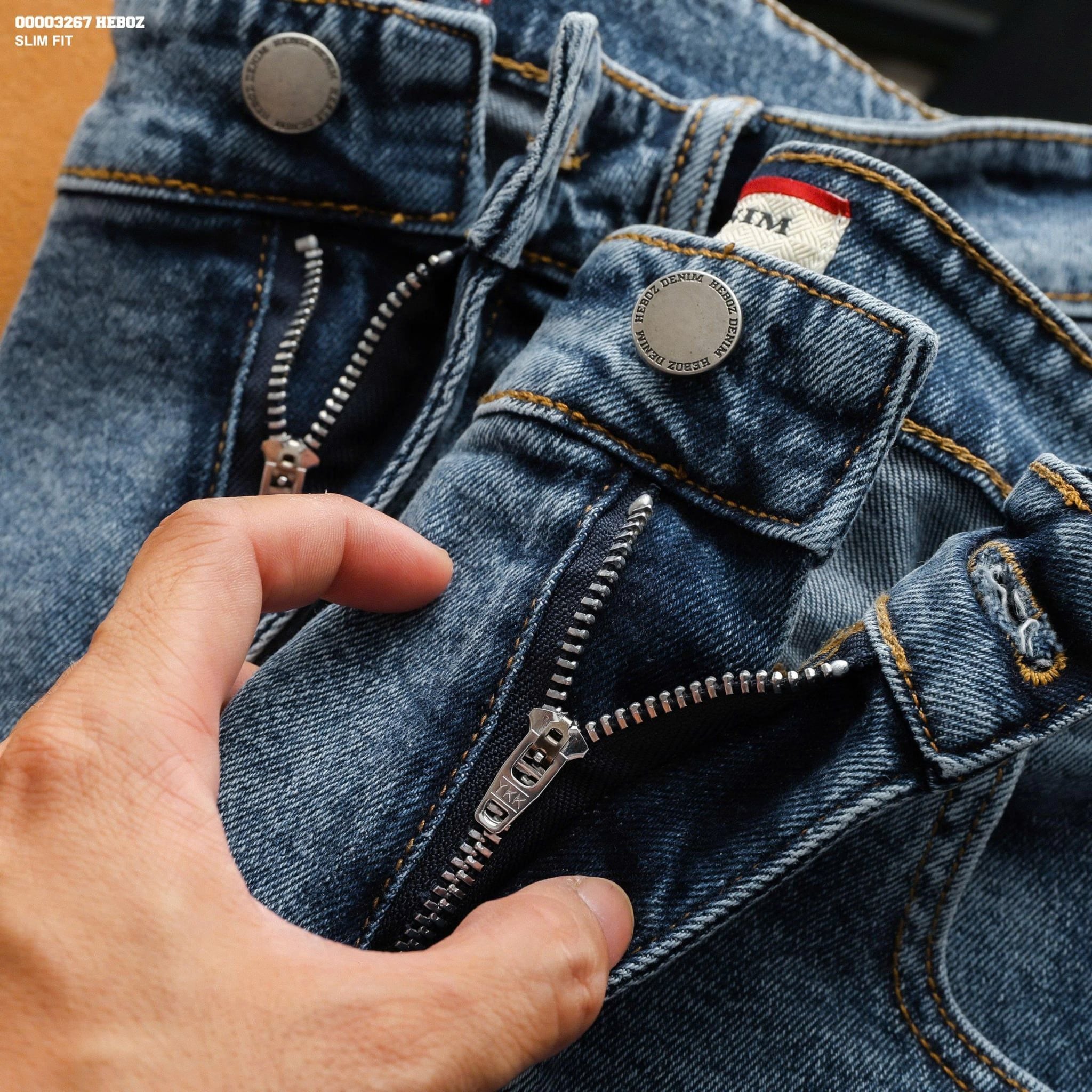  Quần jean Heboz dáng slim trơn D41 - 00003267 