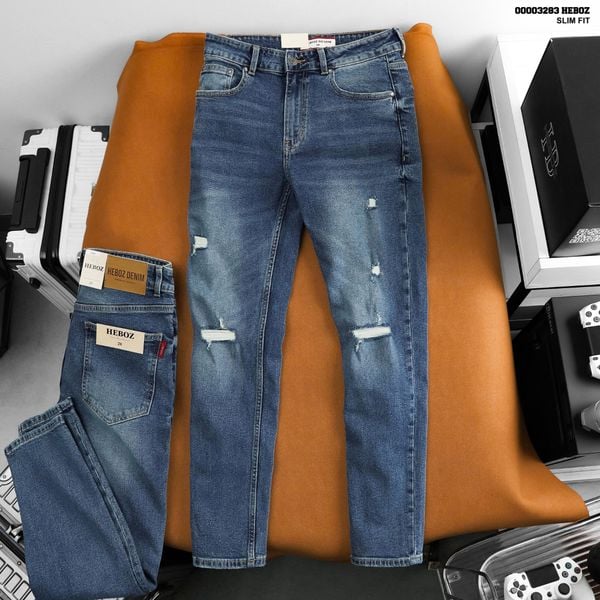  Quần jean Heboz slim ripped D201 - 00003283 