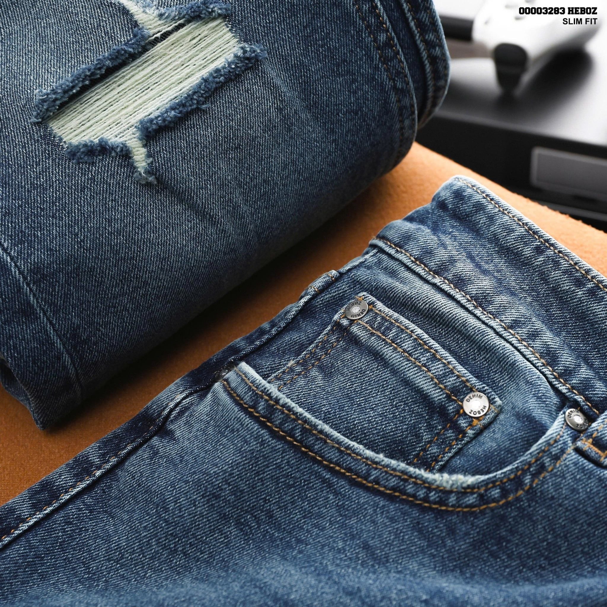  Quần jean Heboz slim ripped D201 - 00003283 
