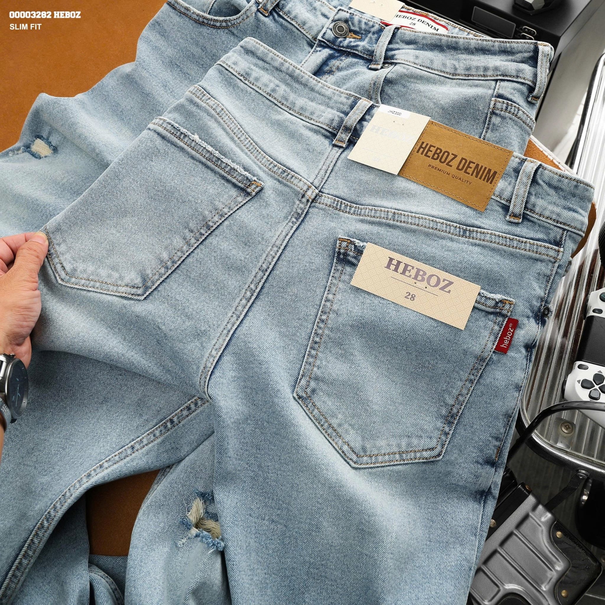  Quần jean Heboz slim ripped D200 - 00003282 