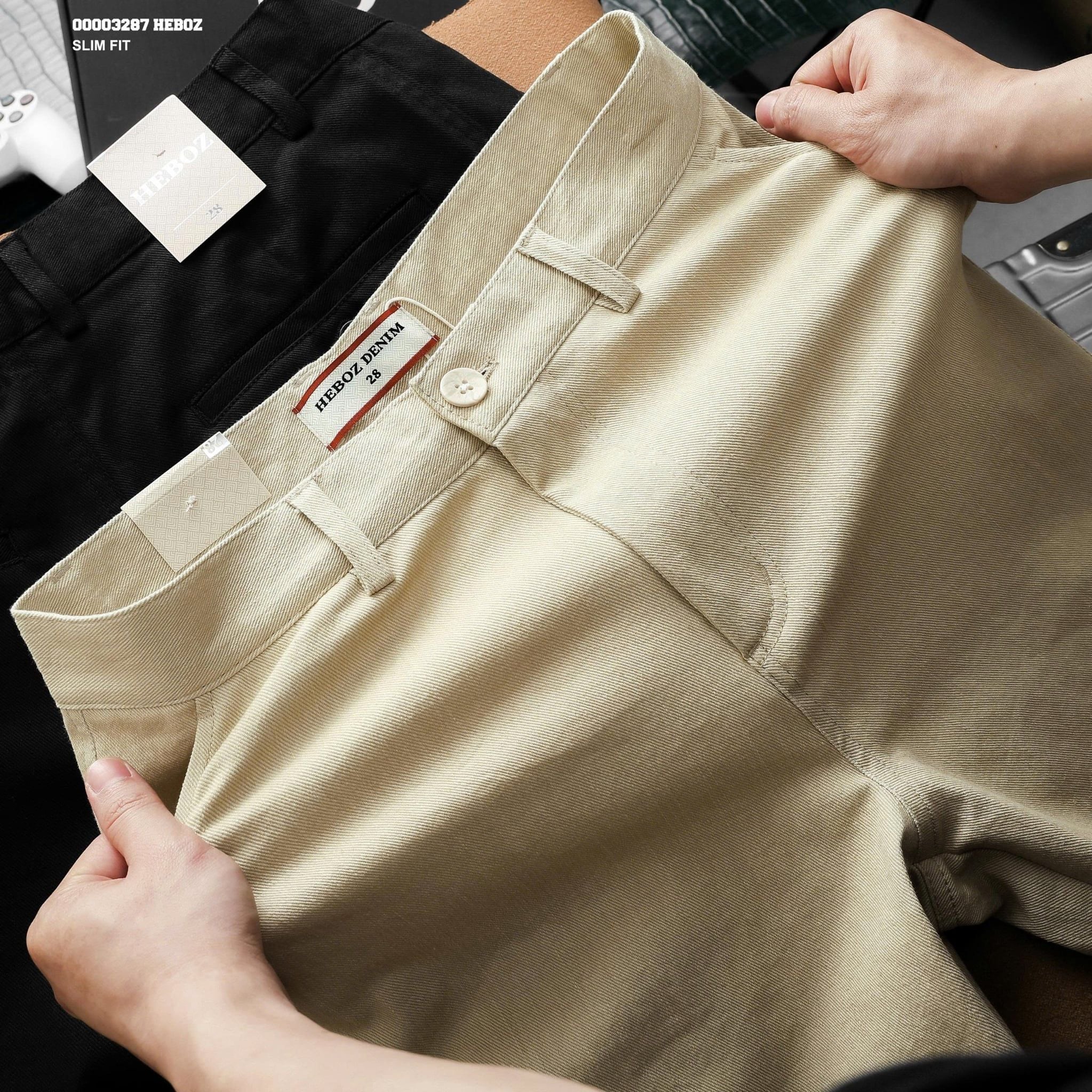  Quần short Heboz kaki cotton classic 3M-00003287 