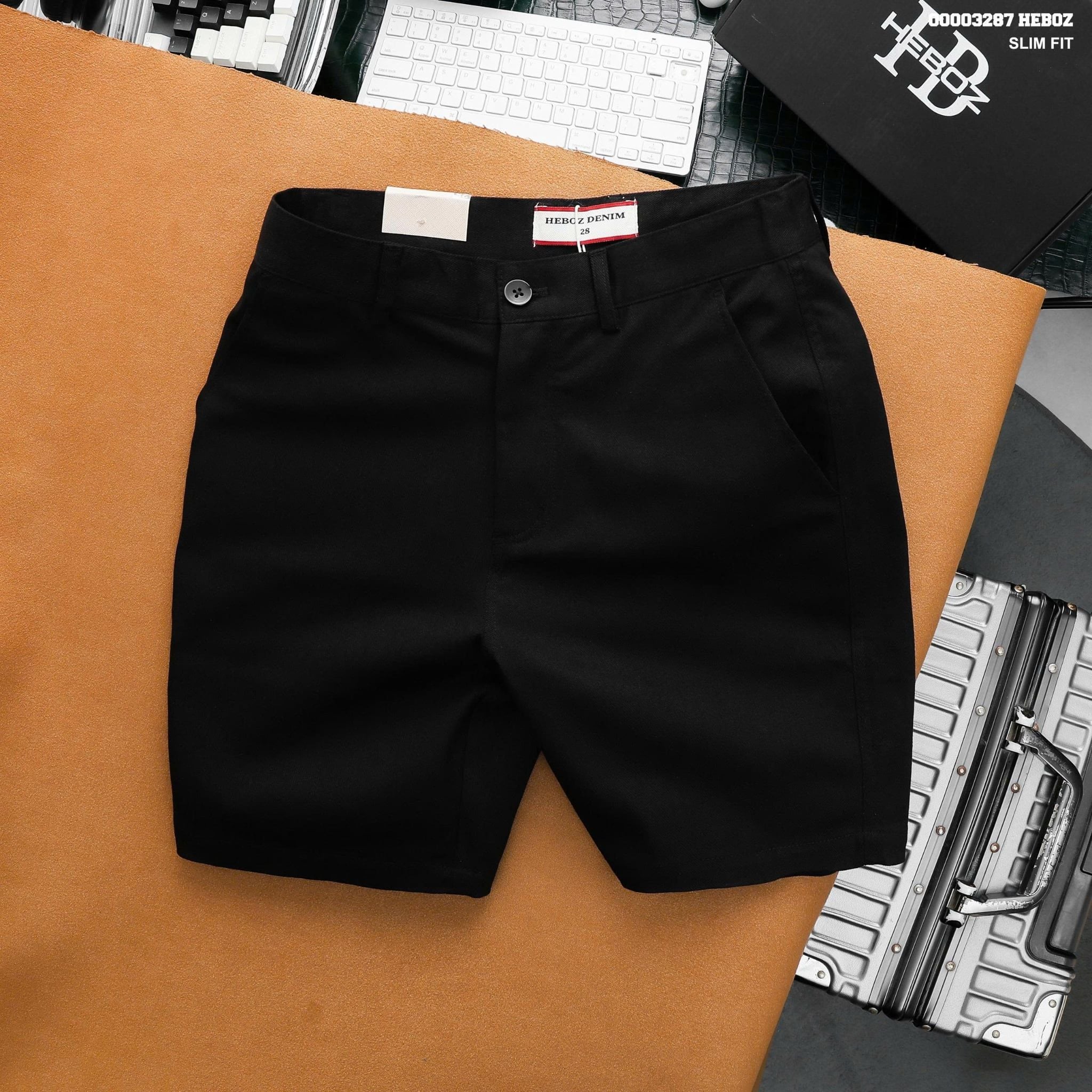  Quần short Heboz kaki cotton classic 3M-00003287 