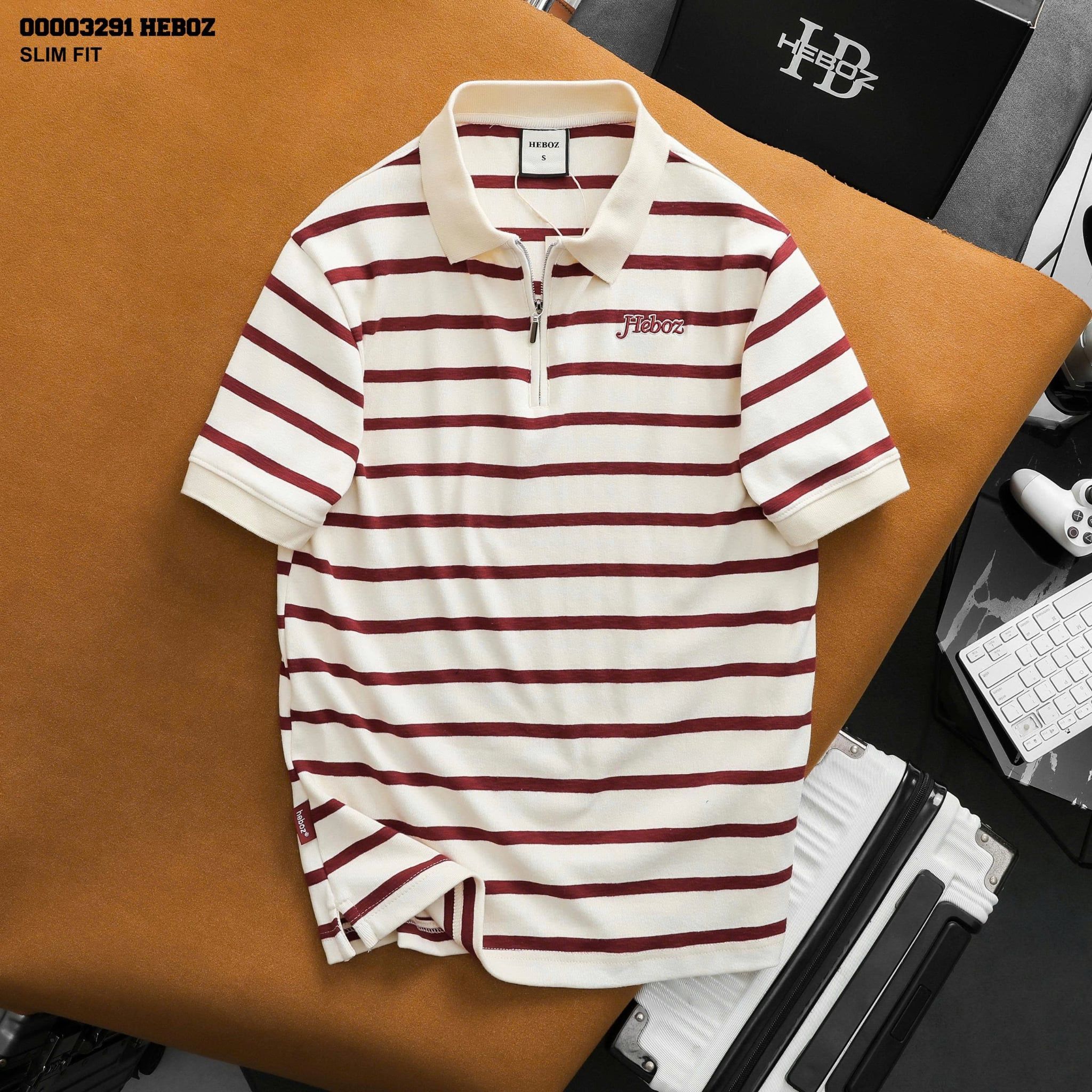 Áo polo Heboz striped zipper 3M-00003291 