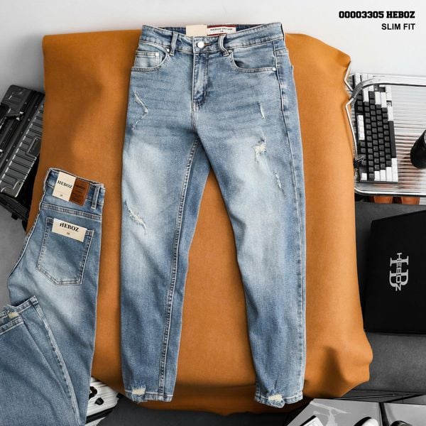  Quần jean Heboz slim ripped D040 - 00003305 